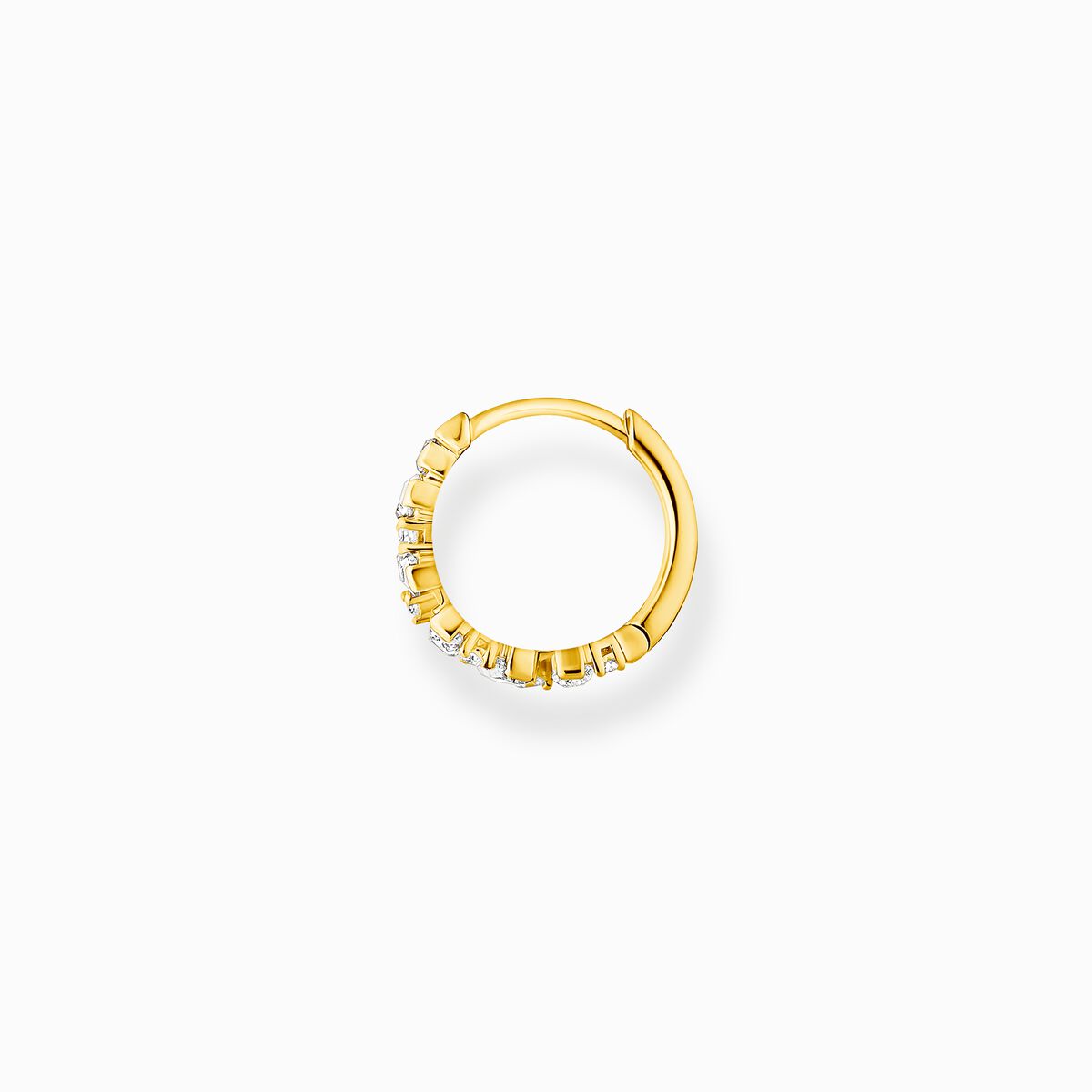 Single hoop earring white stones gold