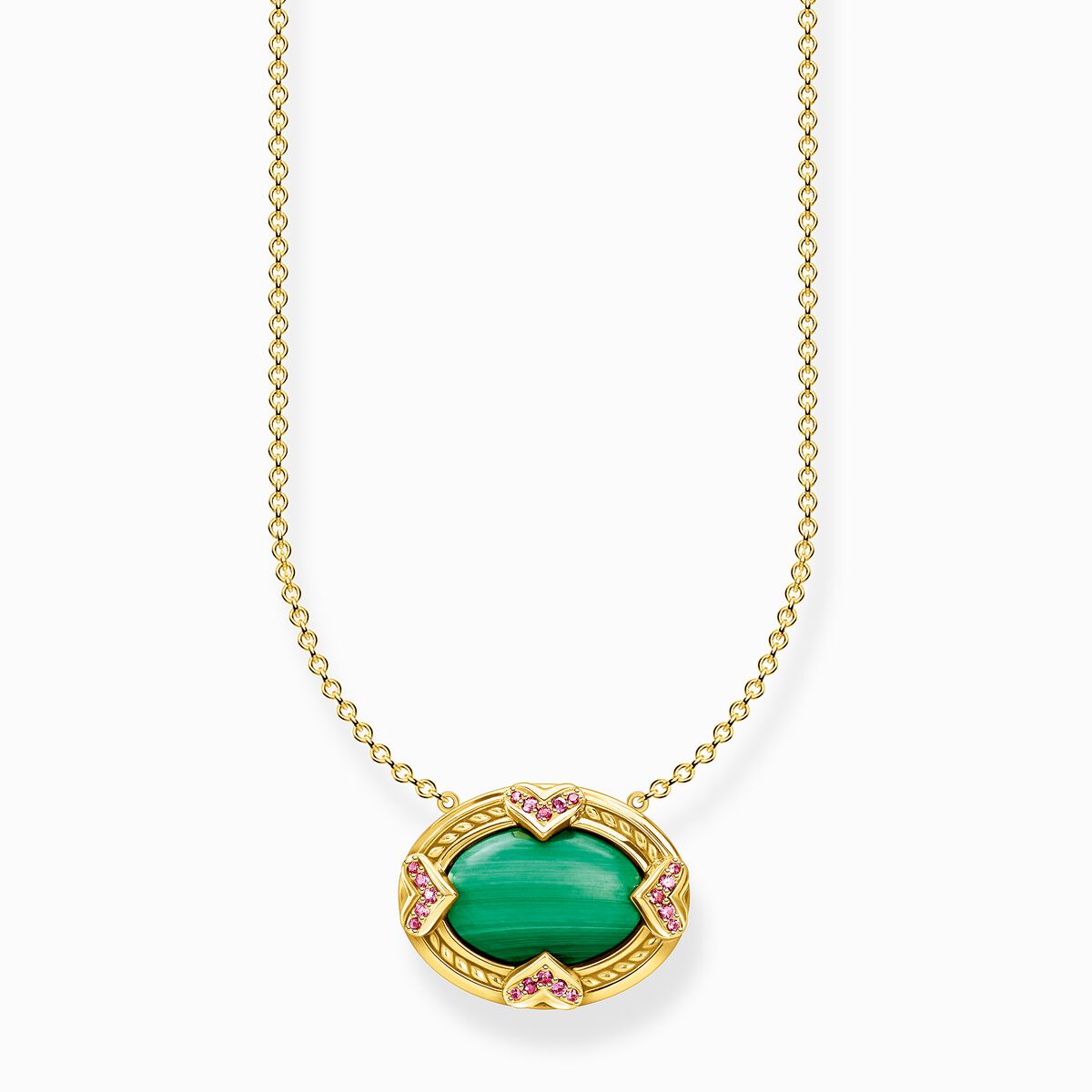 Necklace green stone gold