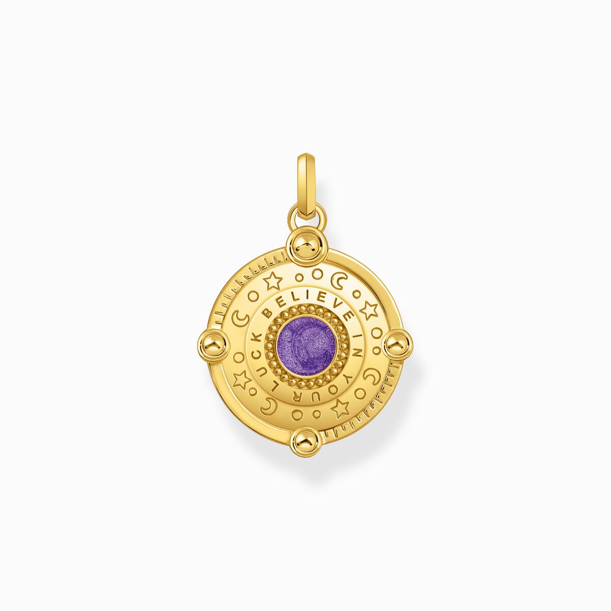 Yellow-gold plated pendant with cold enamel and colourful stones