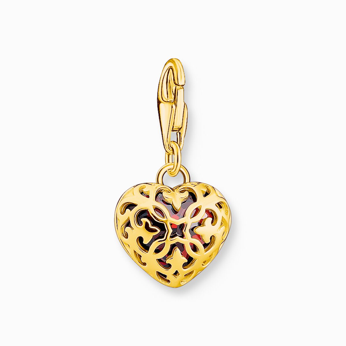 Gold-plated red heart charm pendant