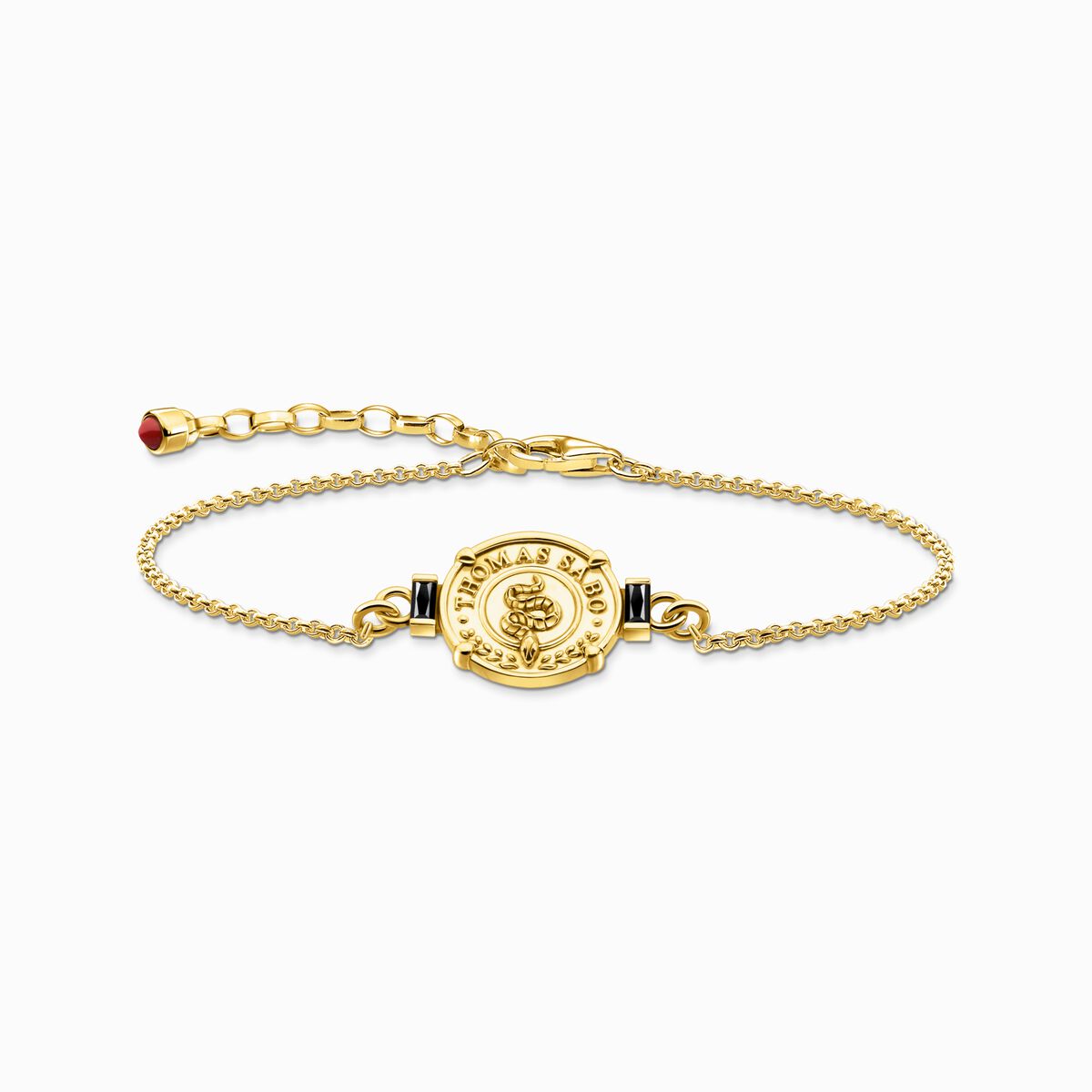 Bracelet snake with black stones gold plated