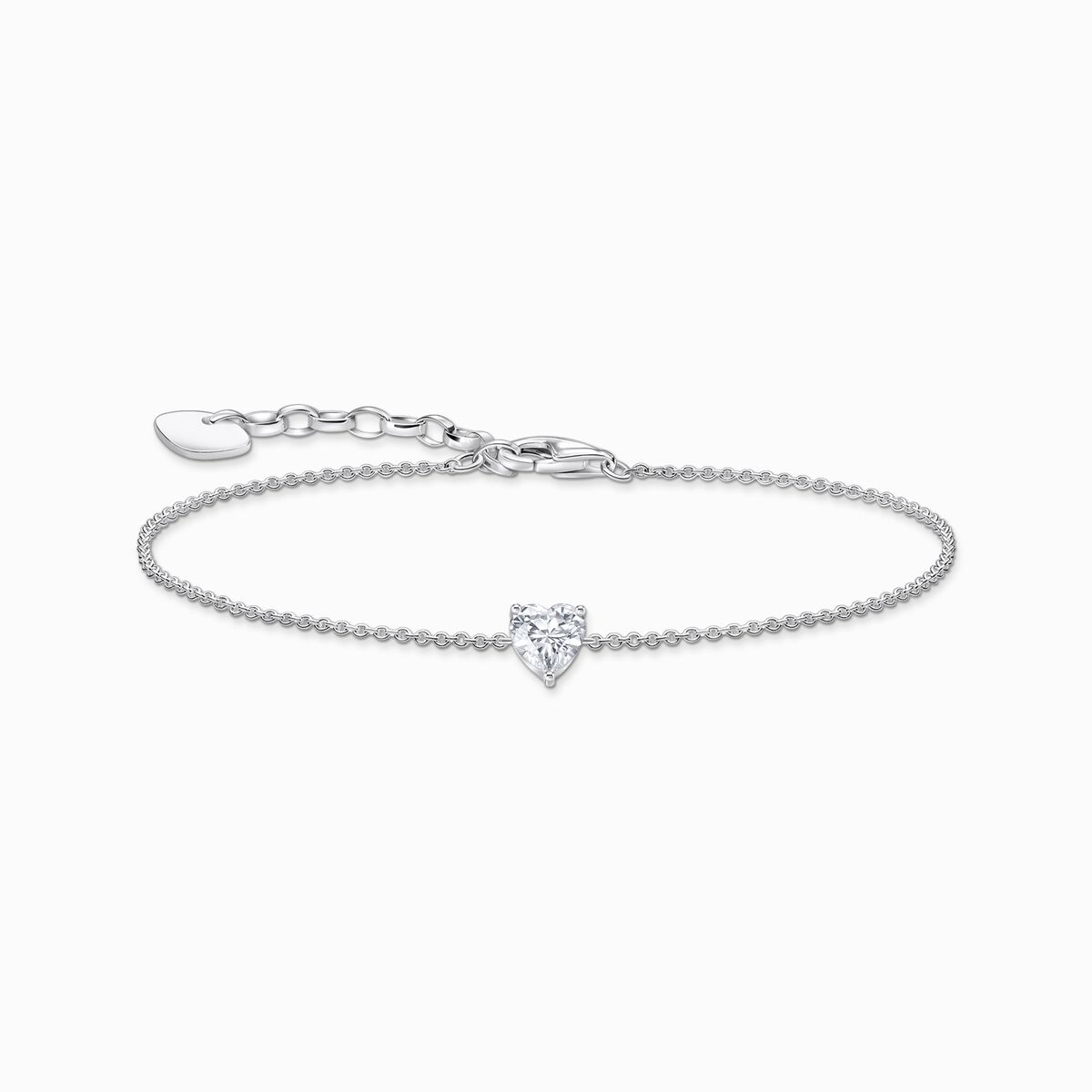 Silver bracelet with white heart-shaped pendant