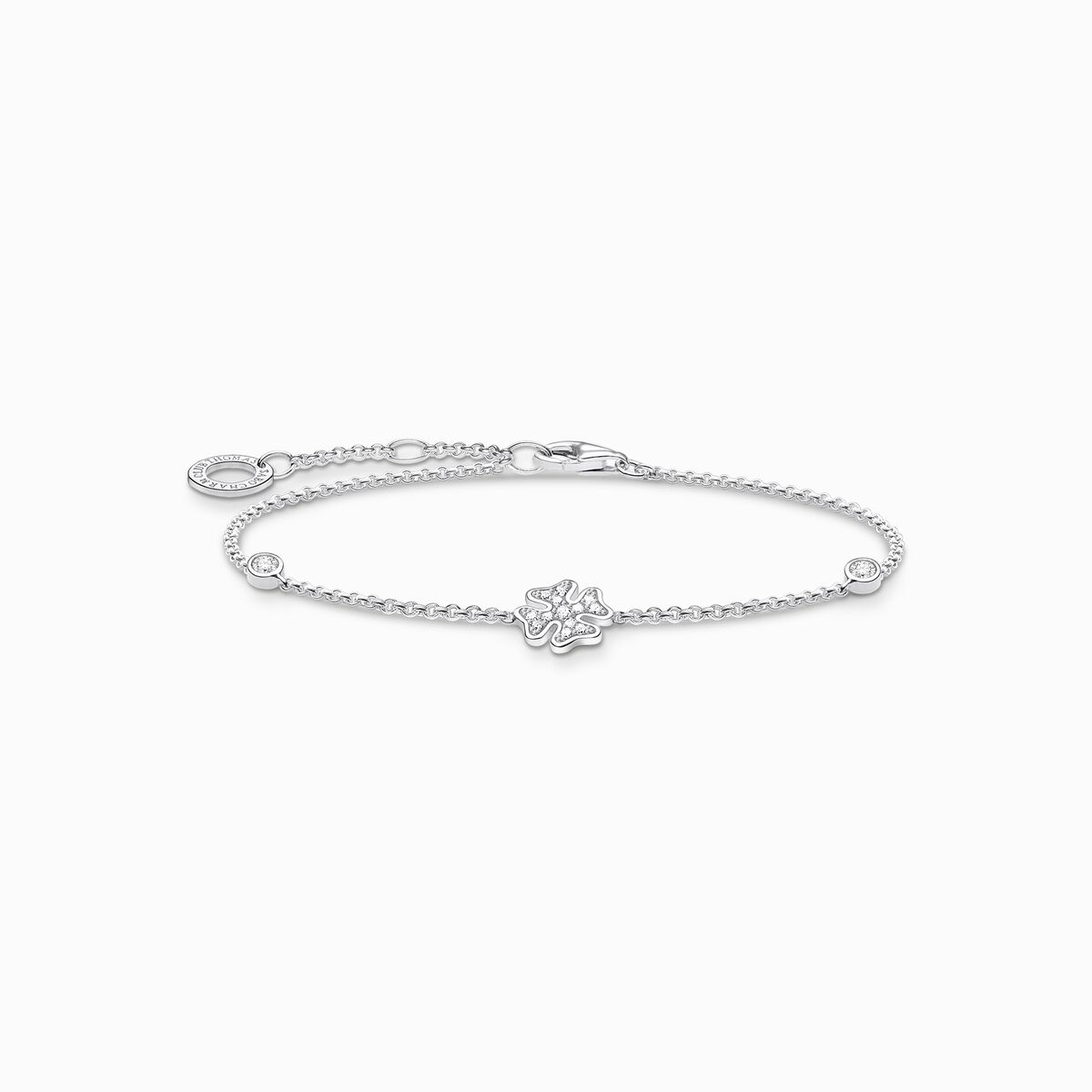 Bracelet cloverleaf with stones silver