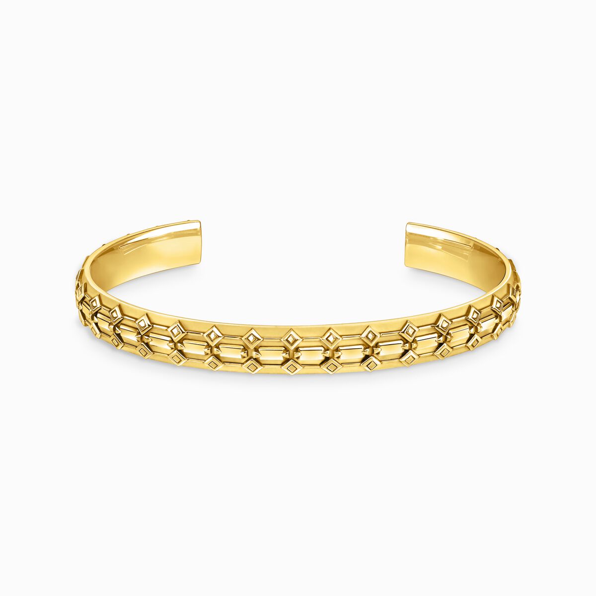 Yellow-gold wide bangle with crocodile detailing