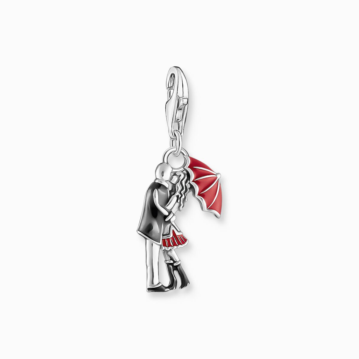 Silver charm pendant with kissing couple