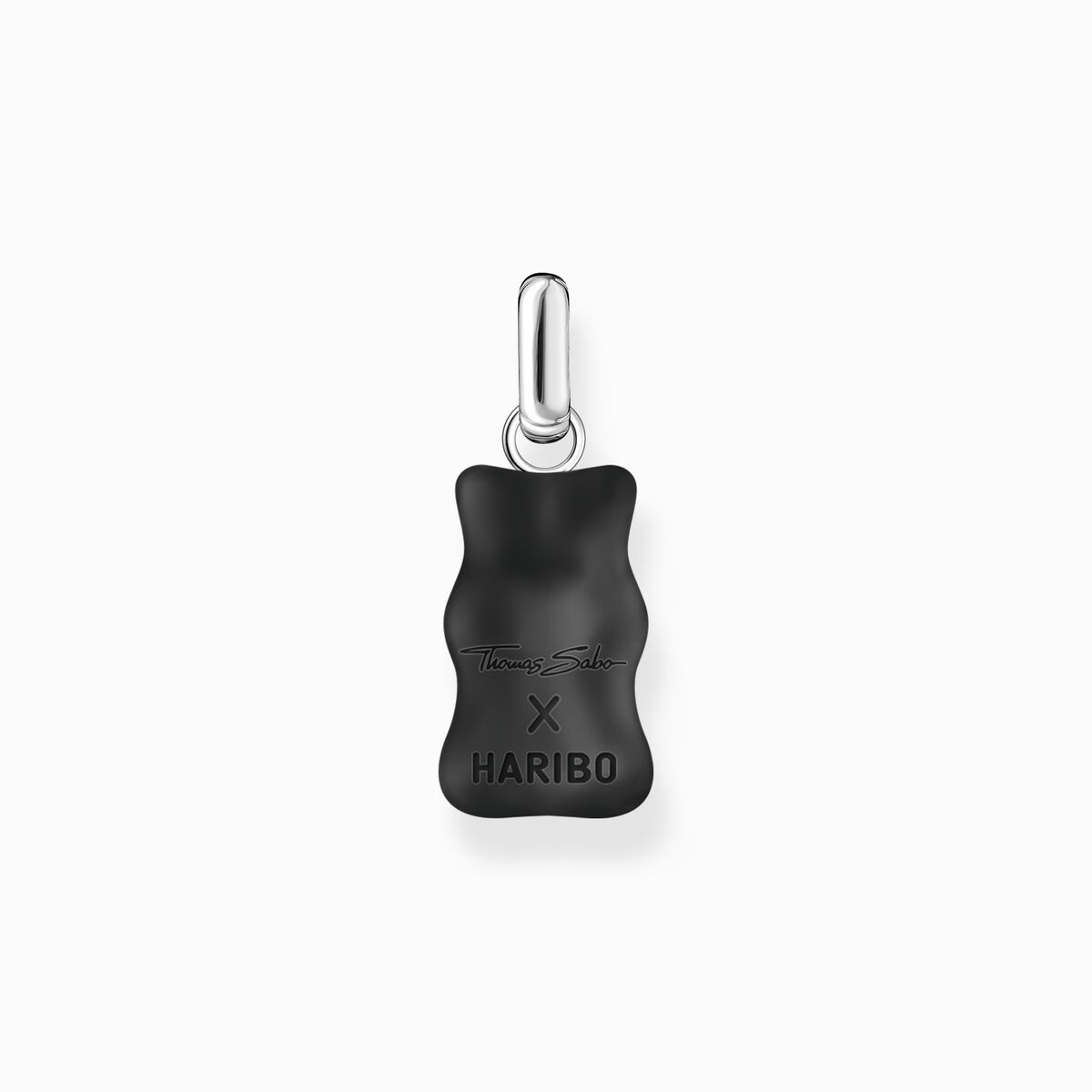 Large silver pendant with black Goldbear and zirconia
