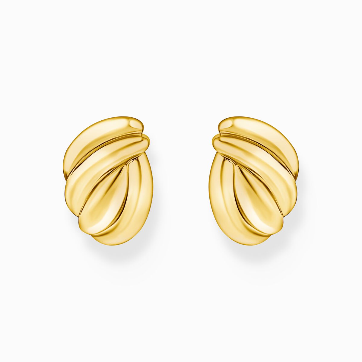 Gold-plated organic-shaped stud earrings