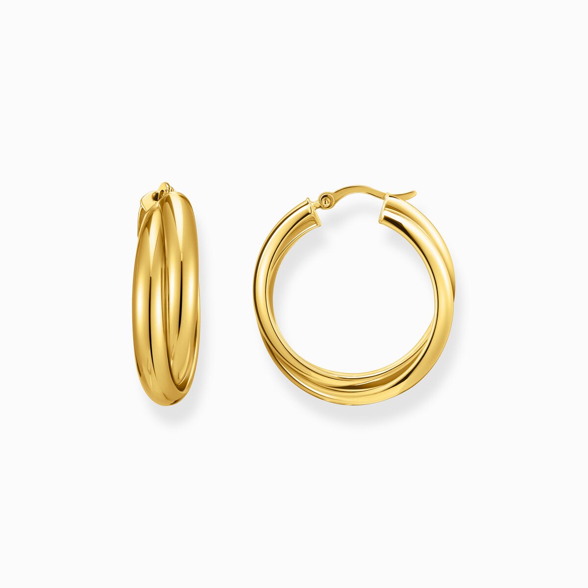 Big gold-plated hoop earrings intertwined design