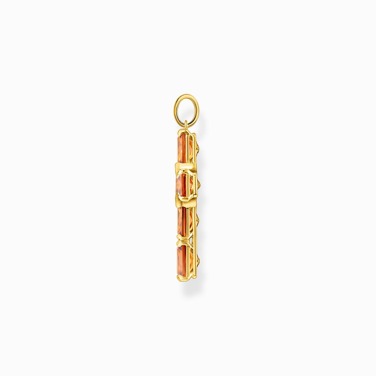 Pendant cross with orange stones and star gold plated