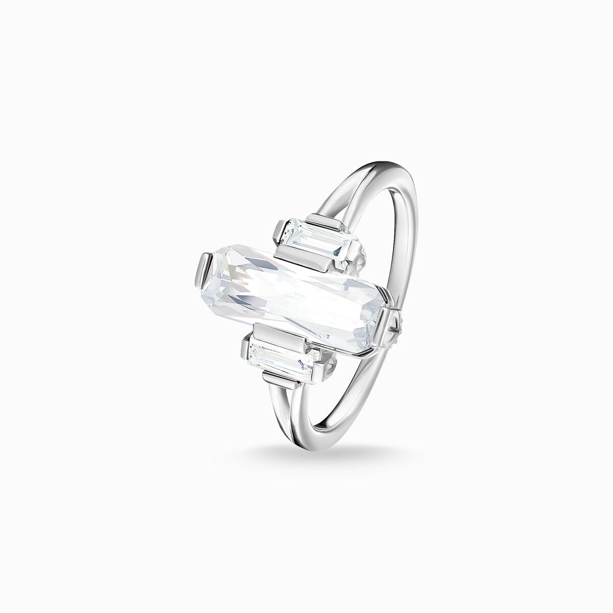 Ring with white stones silver