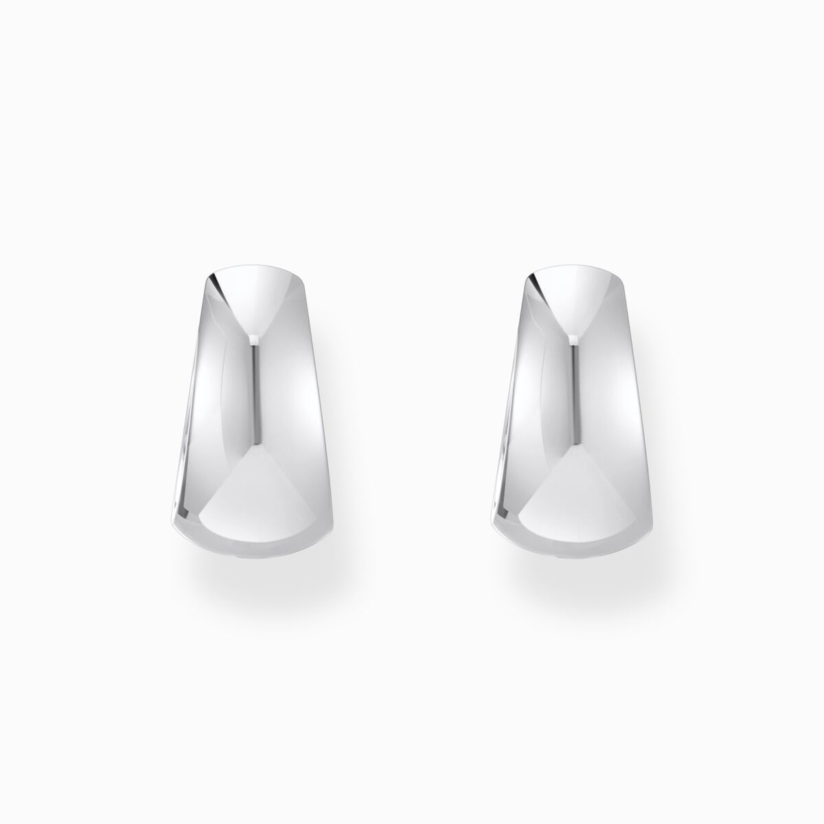 Silver classic hoop earrings in chunky, trapezoidal shape