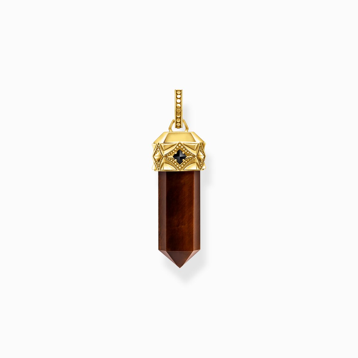 Gold-plated pendant with hexagon-cut red tiger's eye