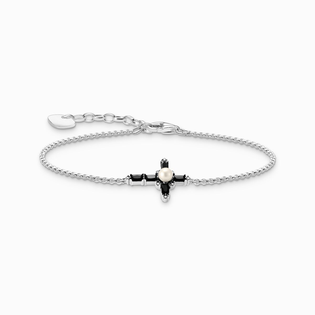 Silver bracelet with black zirconia and cross Cross Romance