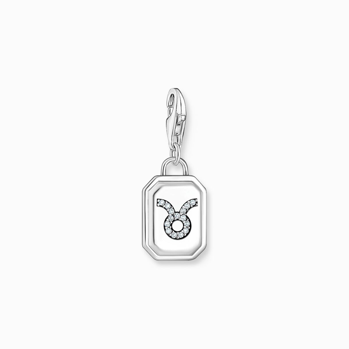 Silver charm pendant zodiac sign Taurus with zirconia