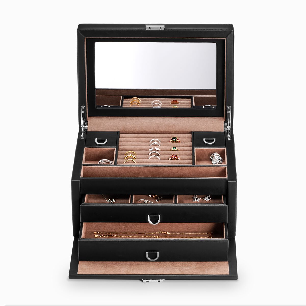 Jewellery case large black beige