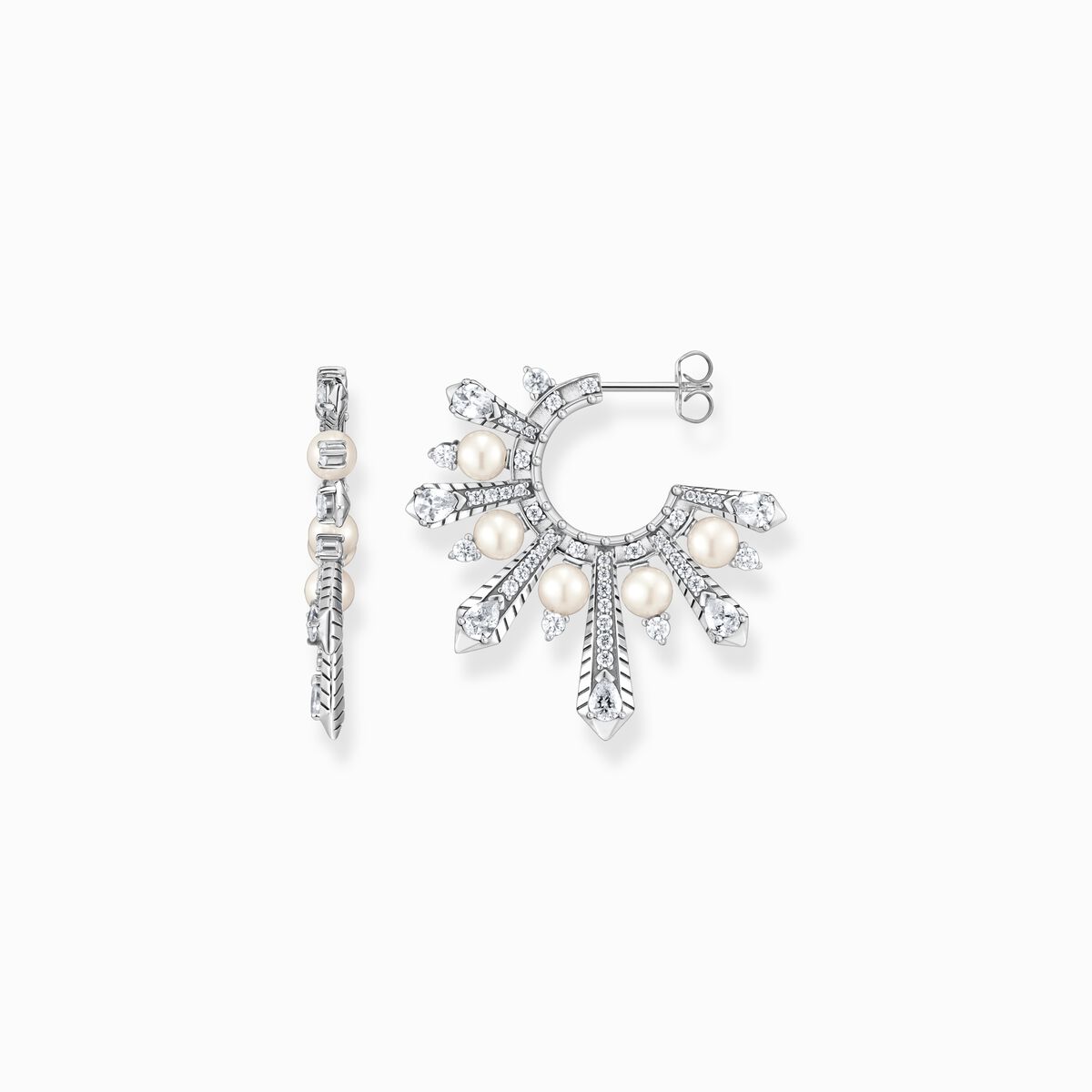 Hoop earrings with winter sun rays silver