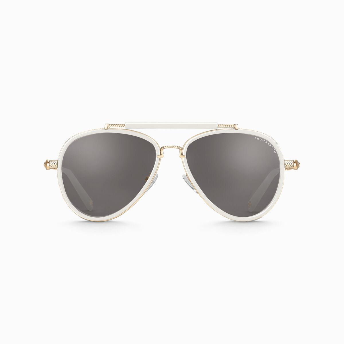 White sunglasses HARRISON aviator-shaped with grey lenses