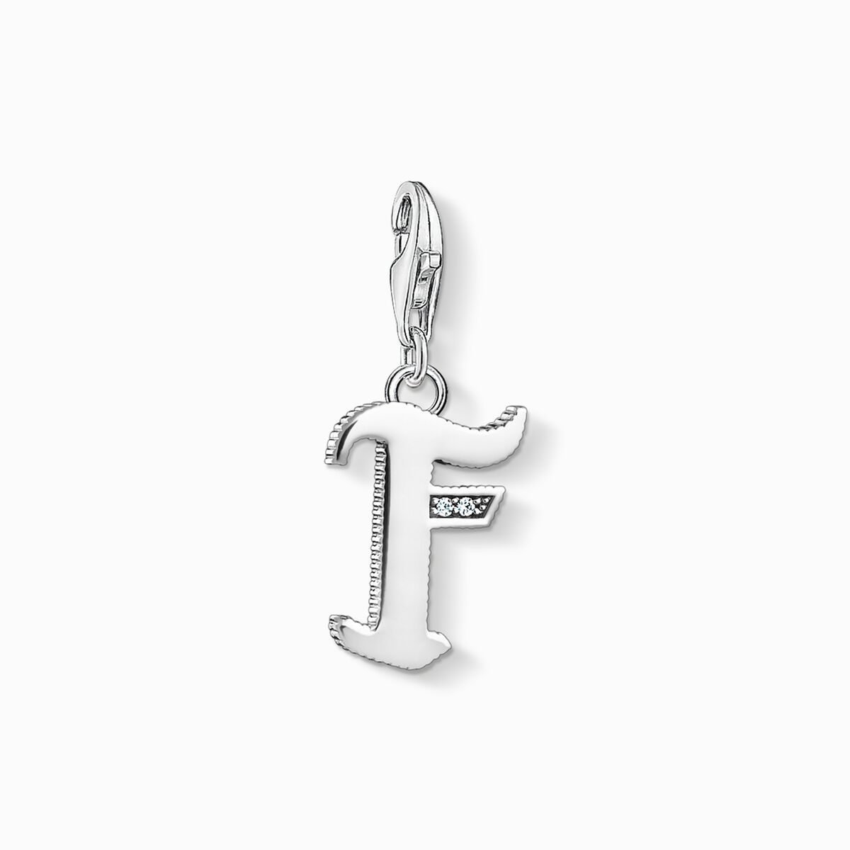 Charm pendant letter f silver