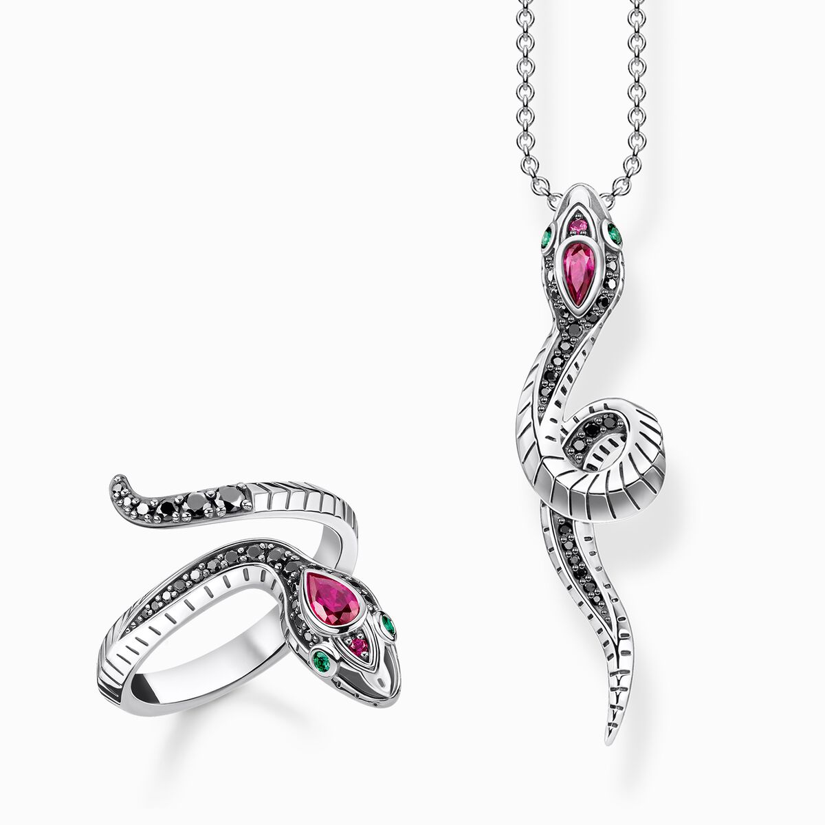 Jewellery set snake silver