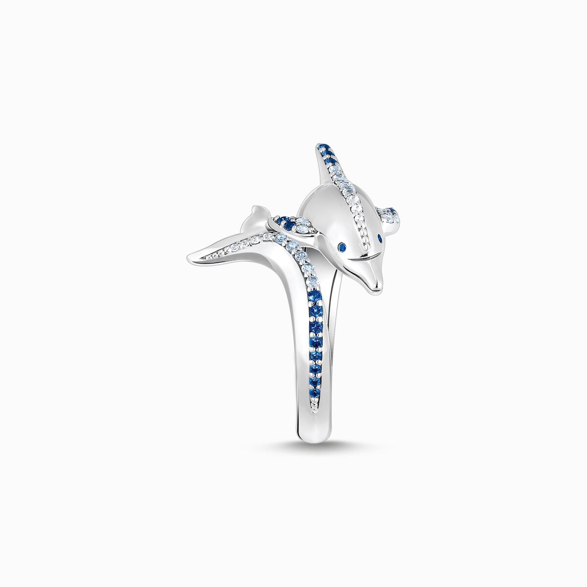 Ring dolphin with blue stones