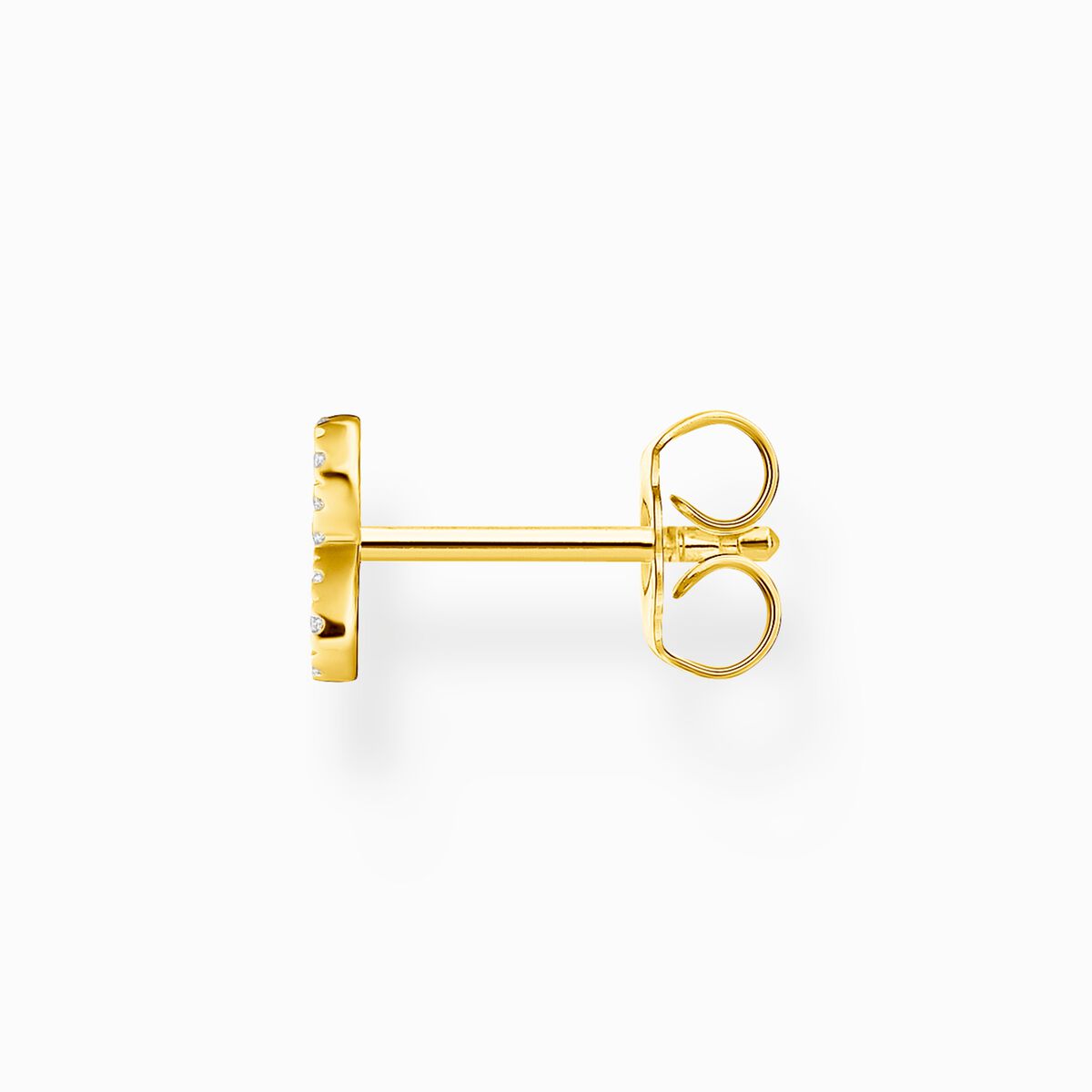 Single ear stud infinity with white stones gold plated