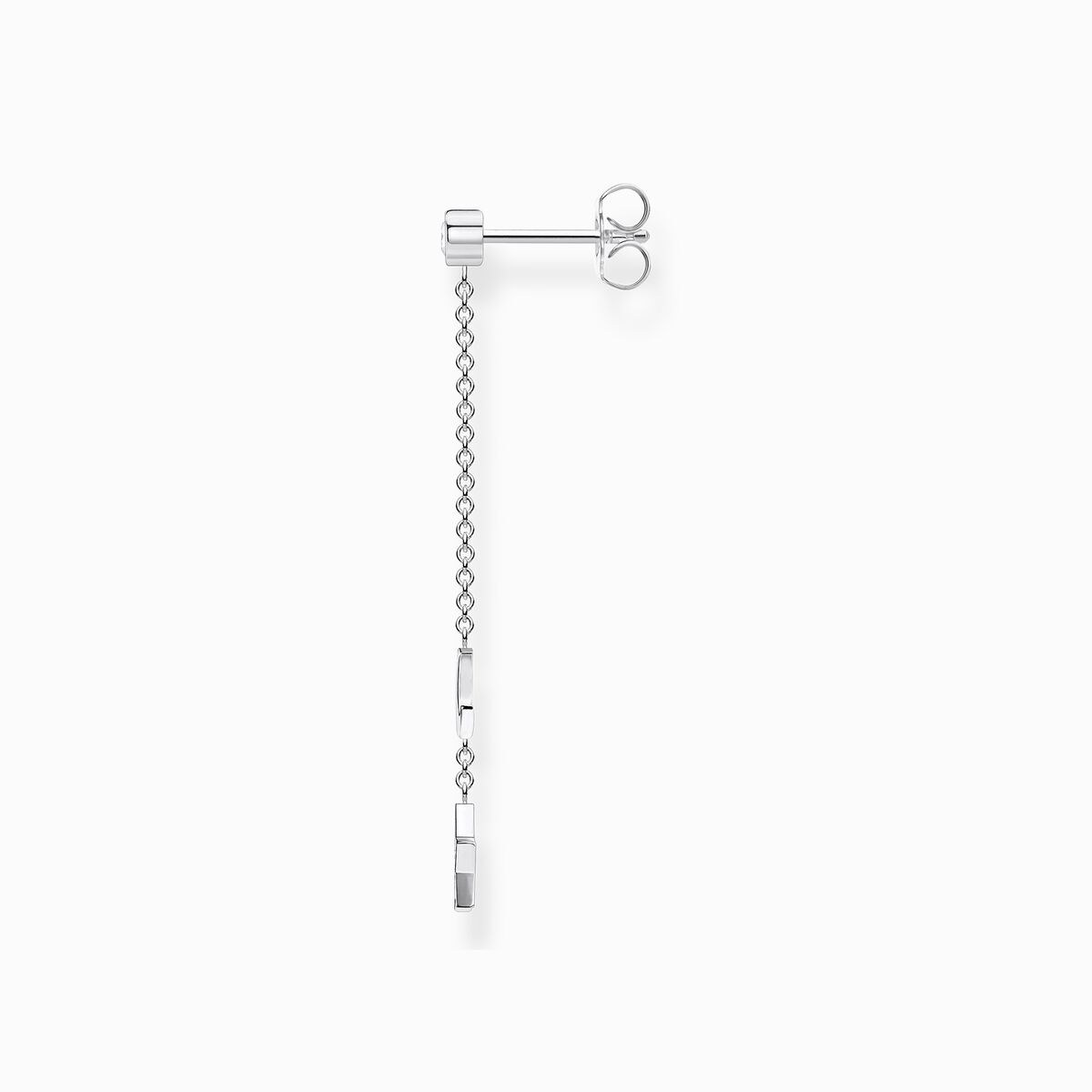 Single earring star and moon silver
