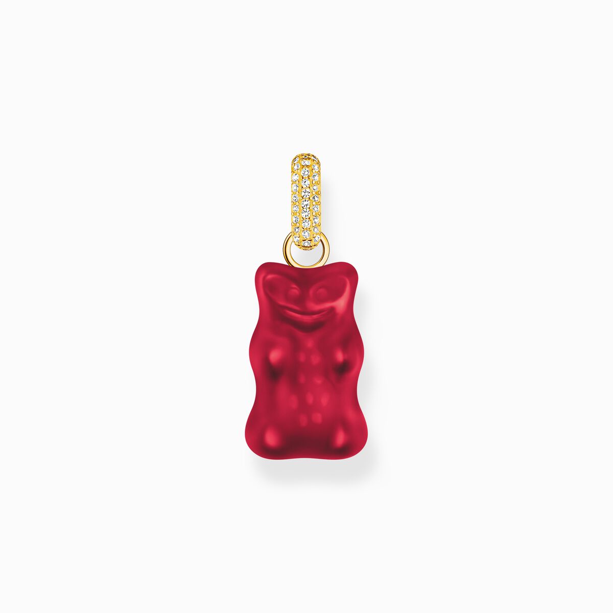 Large gold-plated pendant with red goldbears and zirconia