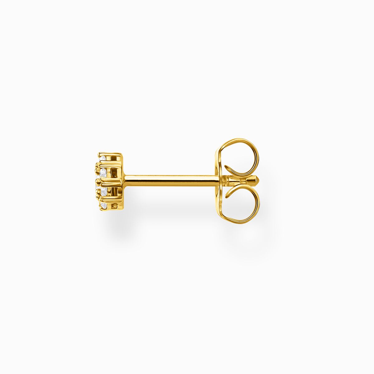 Single ear stud white stones gold