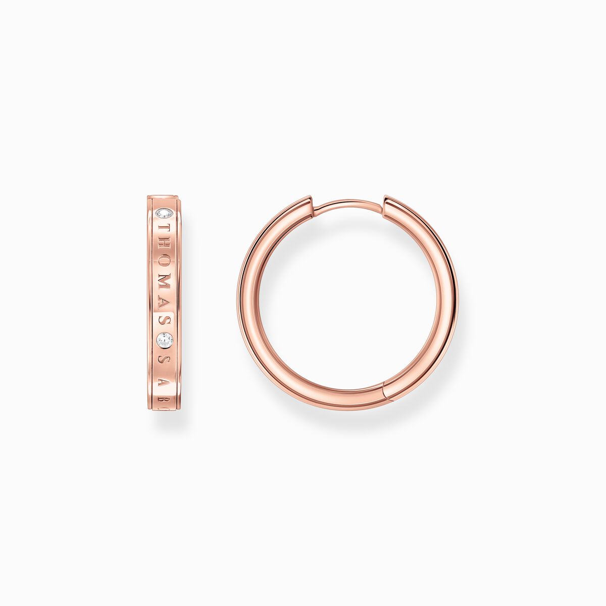 Hoop earrings with white stones rose gold plated