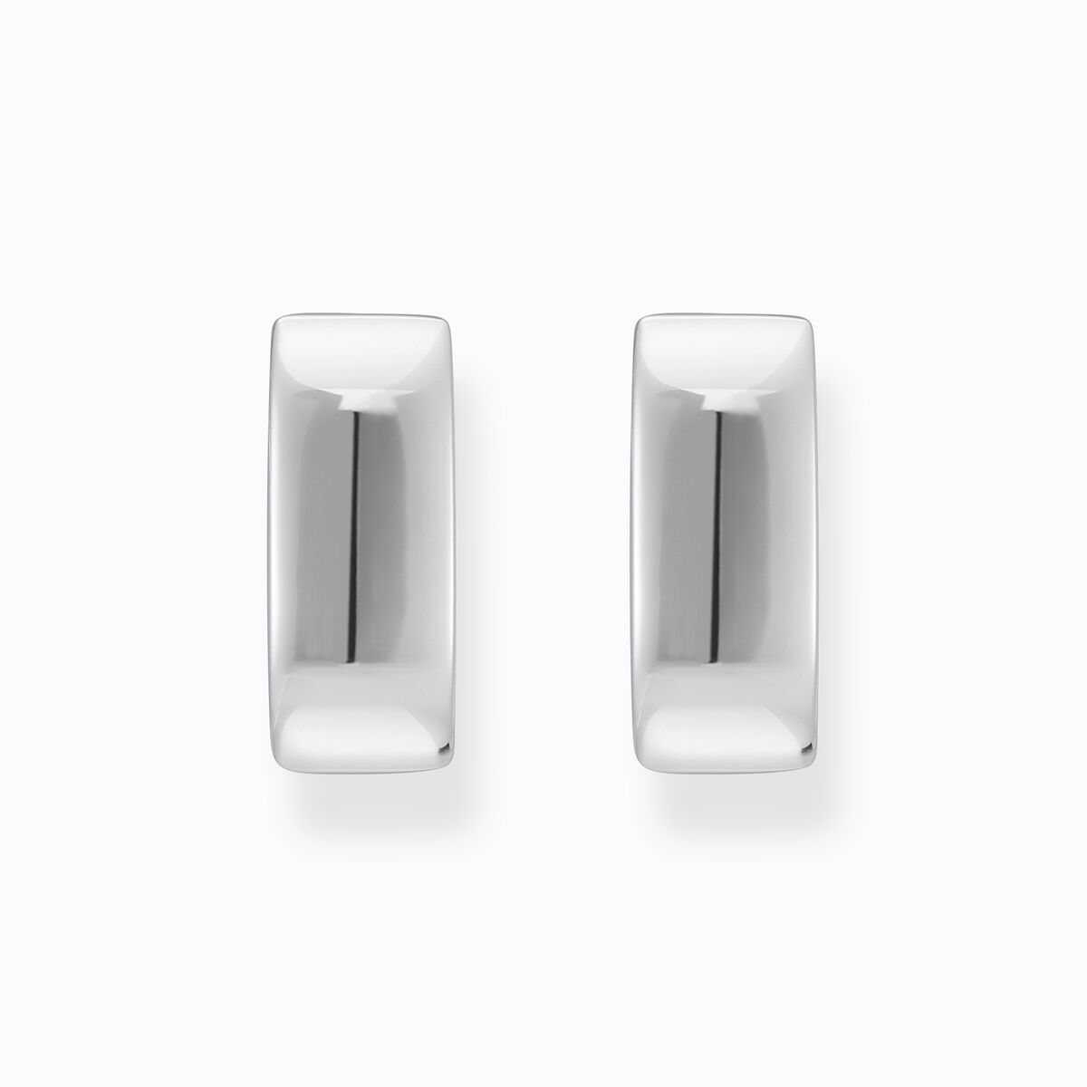 Silver hoop earrings in angular shape