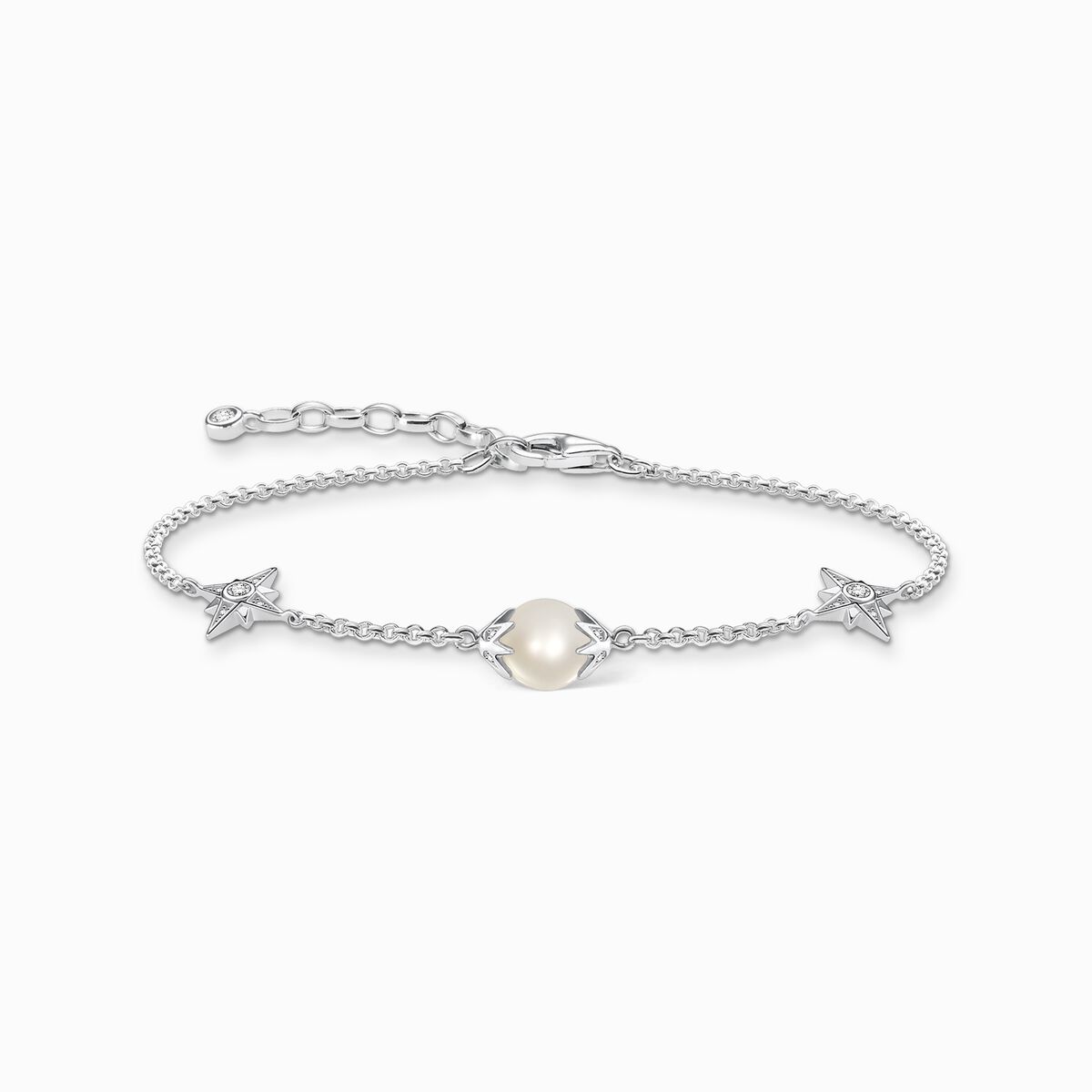 Bracelet pearl with stars silver