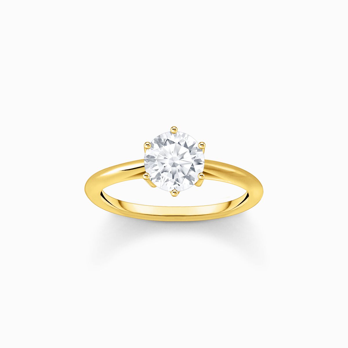 Gold-plated ring with white zirconia in brilliant cut