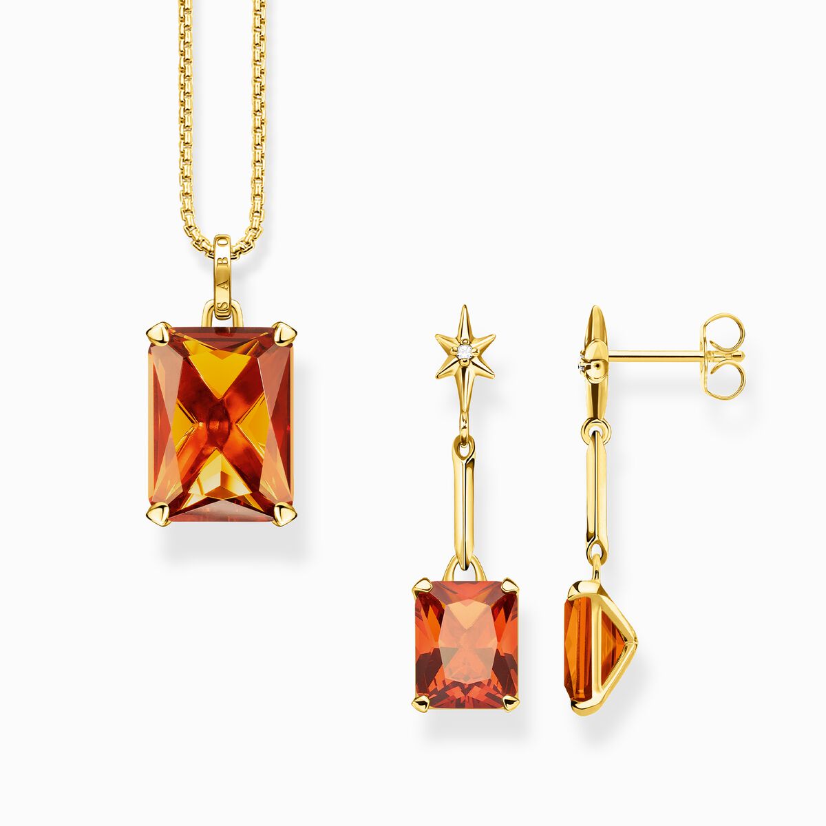 Jewellery set orange stones gold