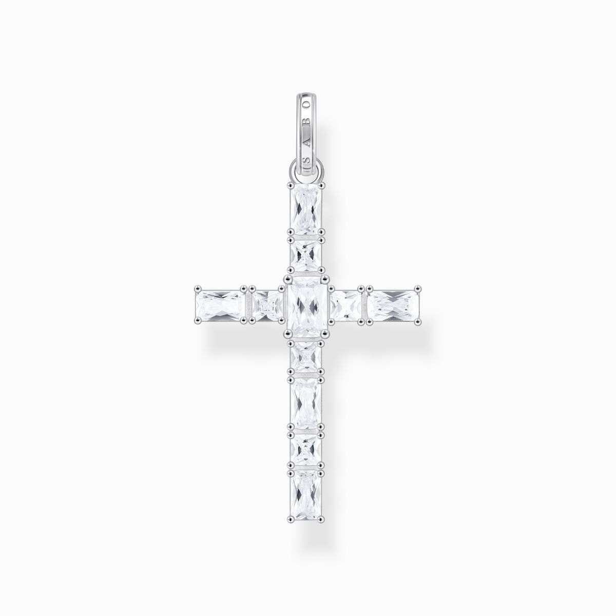Silver cross pendant with white zirconia