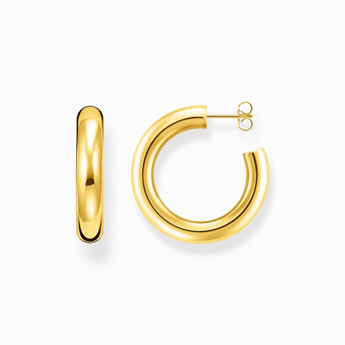 Gold-plated medium chunky hoop earrings