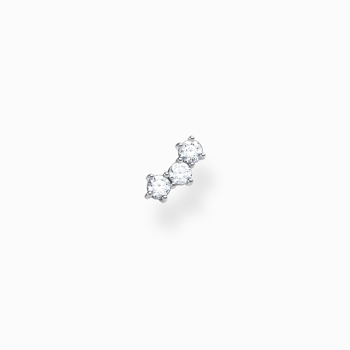 Single ear stud white stones, silver
