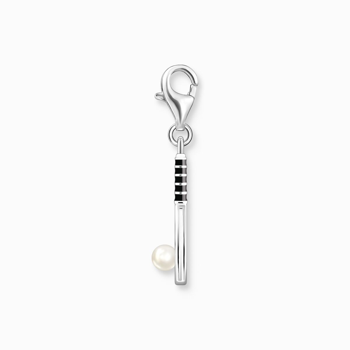 Silver charm pendant tennis racket with freshwater pearl