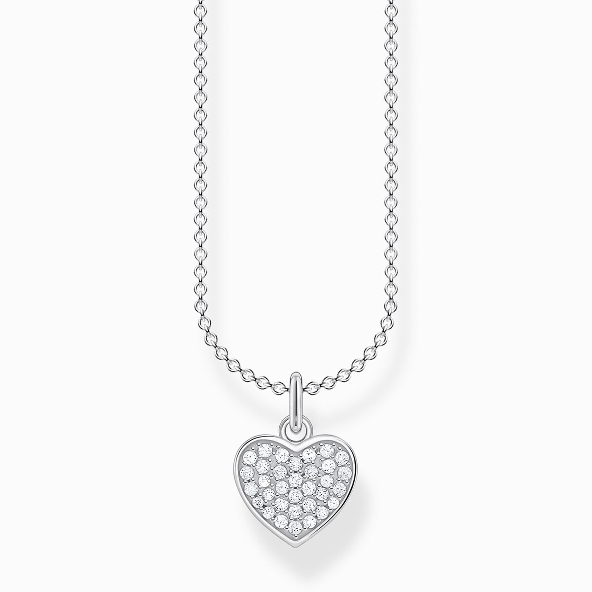 Necklace heart pavé silver