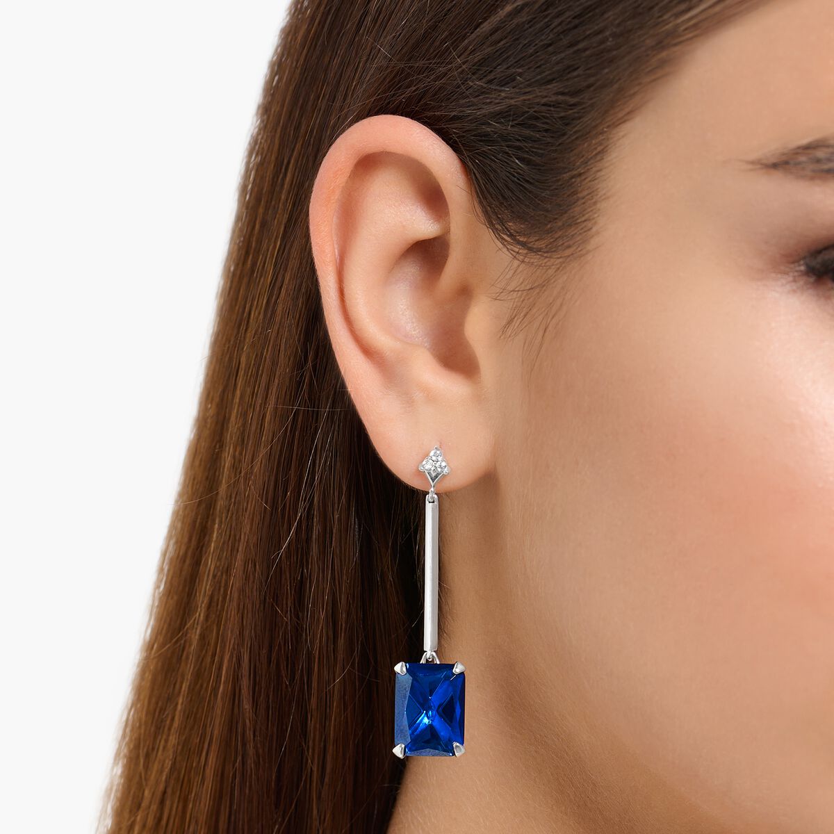 Earrings blue stone silver