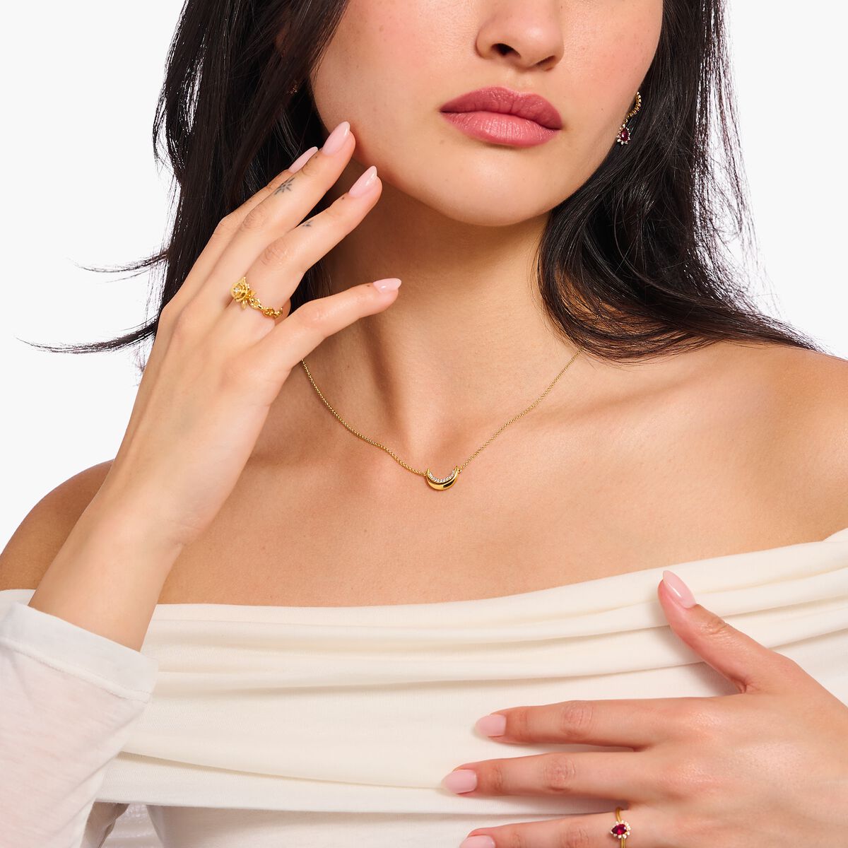 Gold-plated necklace with pendant Moon Romance