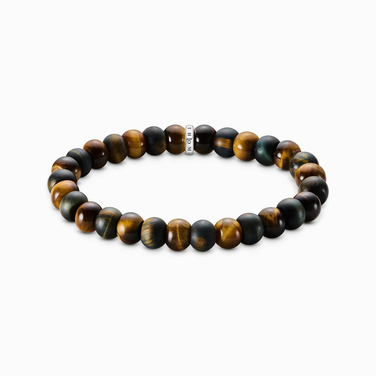 Bracelet with gold-brown and blue-gold tiger's eye beads 9 mm