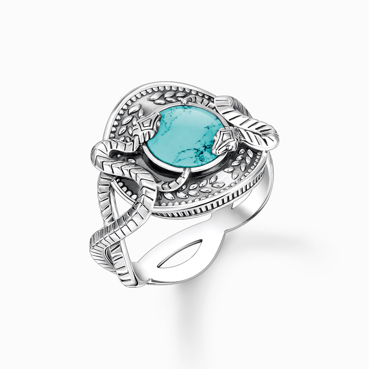 Ring snake with simulated turquoise silver