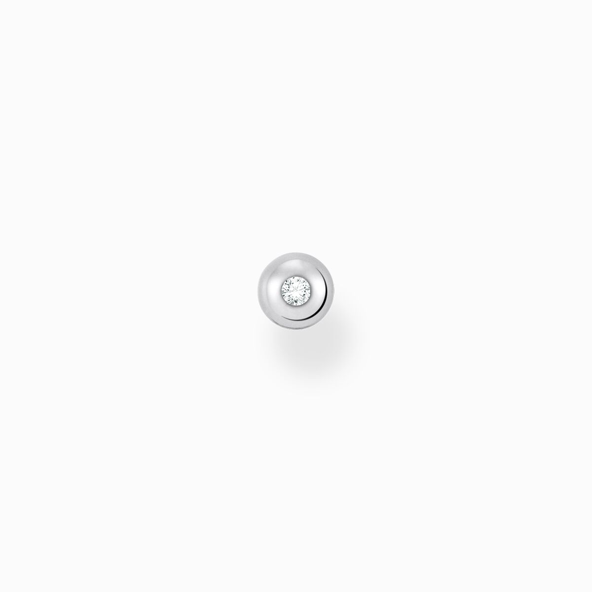 Single ear stud white stone silver