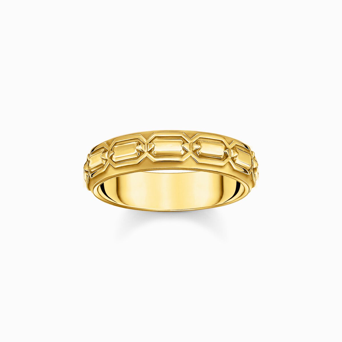 Yellow-gold plated band ring with crocodile detailing