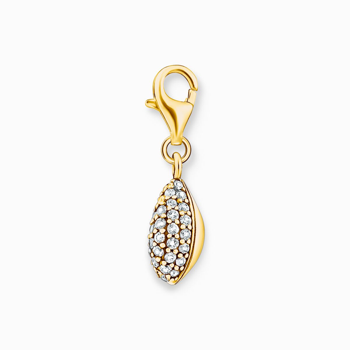 Charm pendant shell with white stones gold