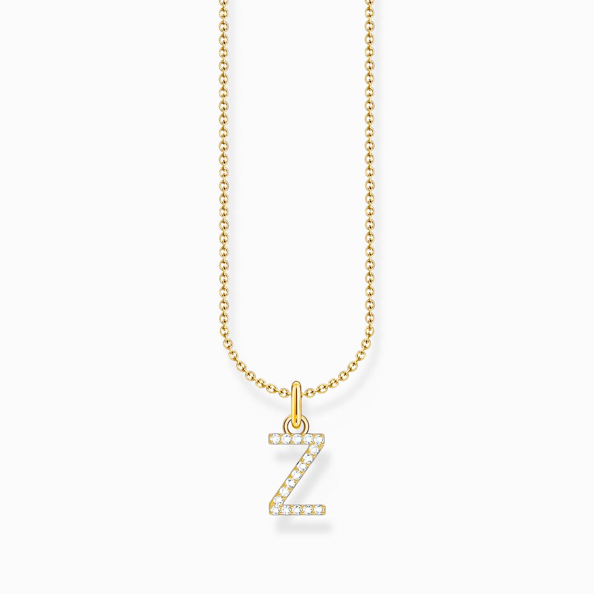 Gold-plated necklace with letter pendant Z and white zirconia