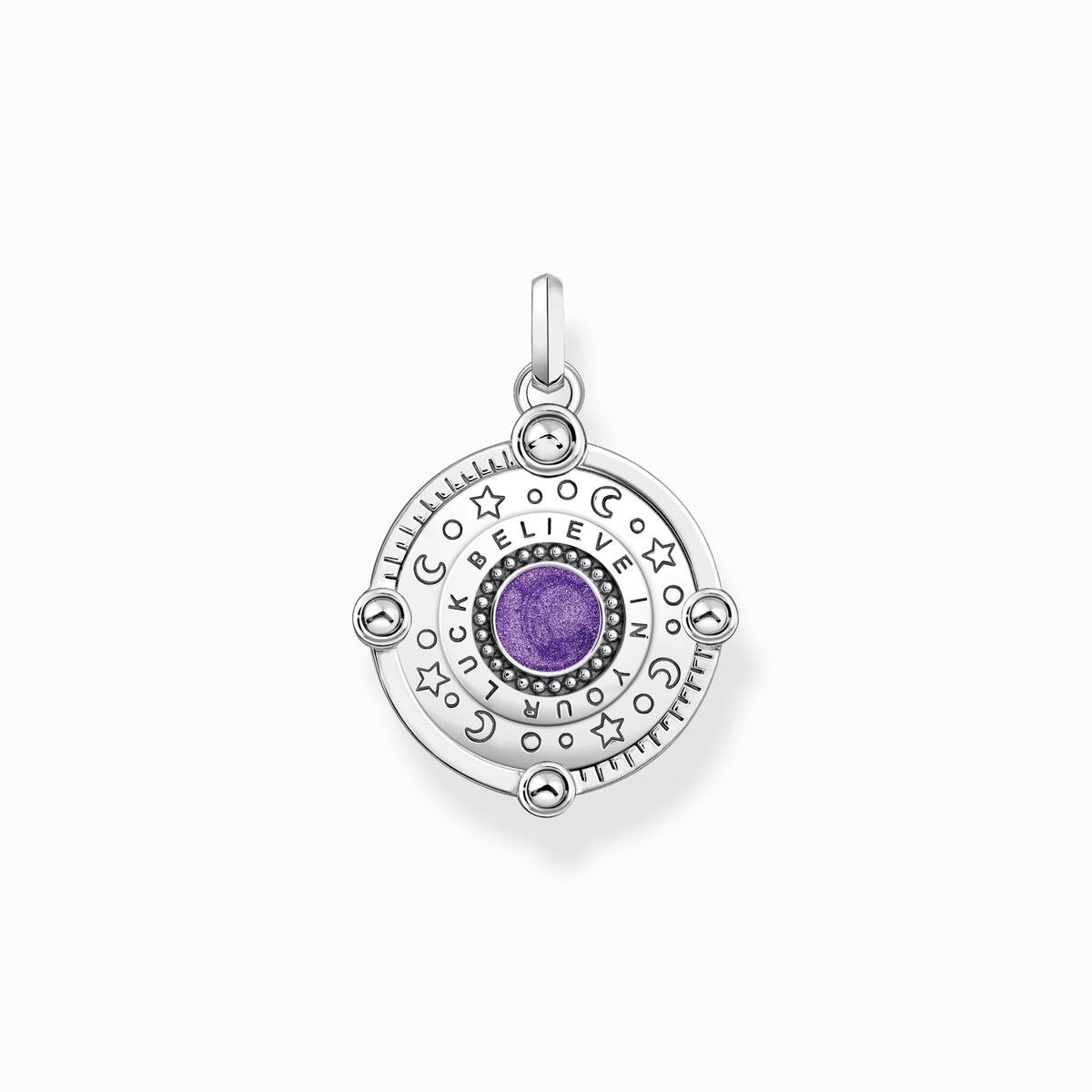 Silver pendant with violet cold enamel and colourful stones