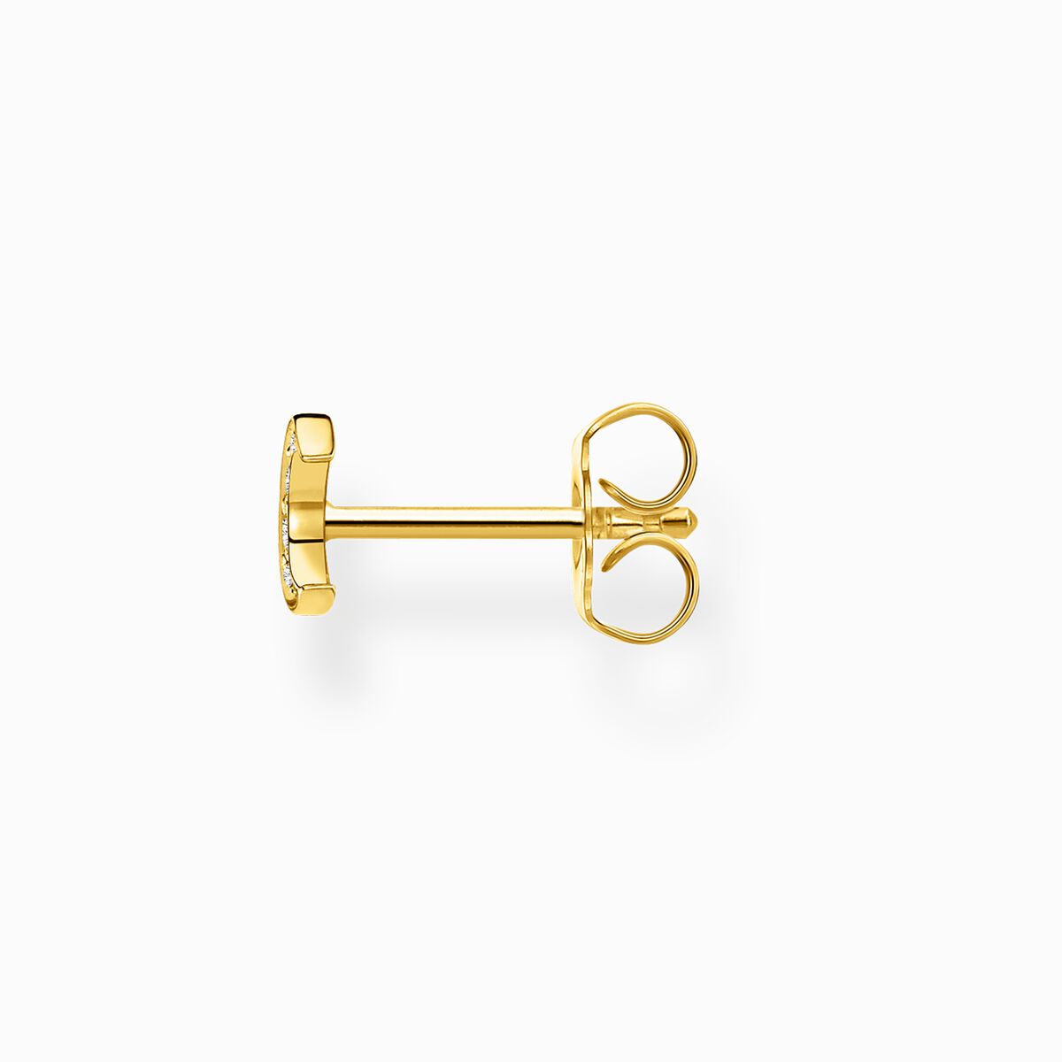 Single ear stud moon pavé gold