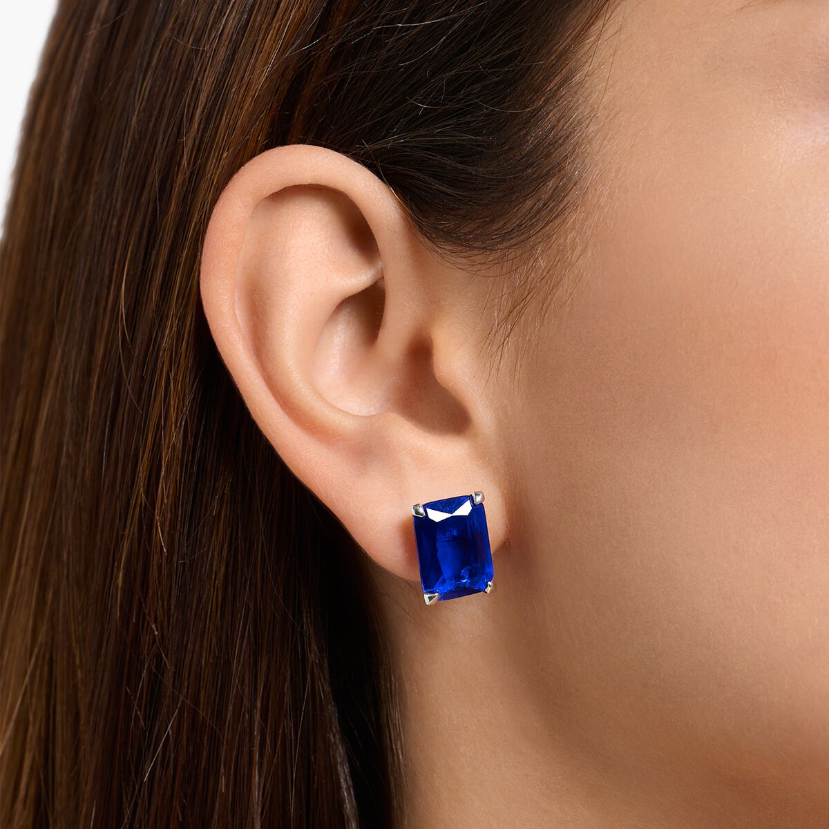 Ear studs with blue stone silver