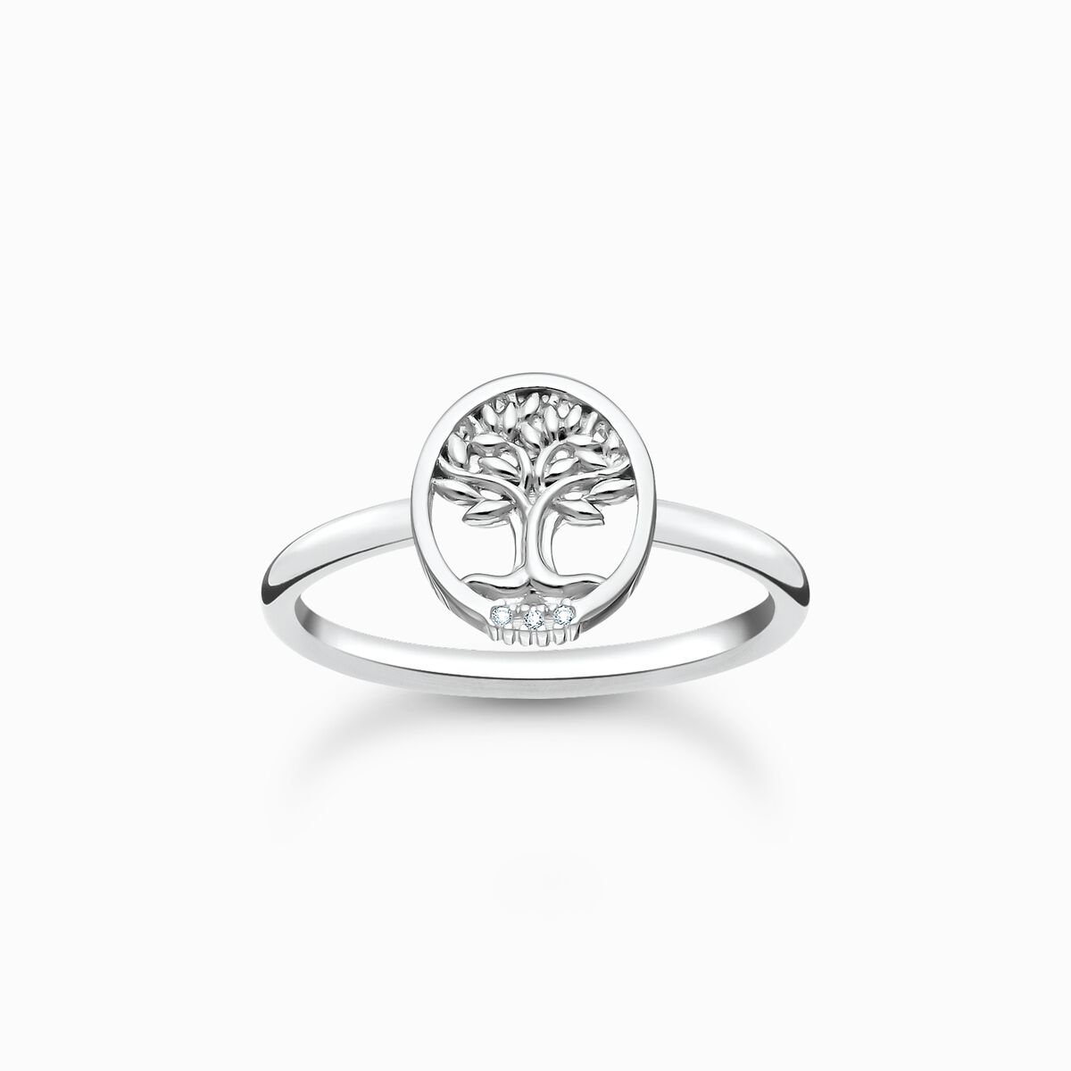 Ring Tree of Love with white stones silver